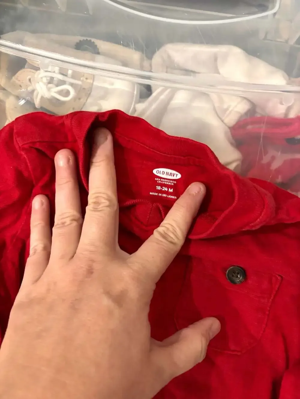 Old Navy Red Long Sleeve T-Shirt with Pocket Size 18-24M